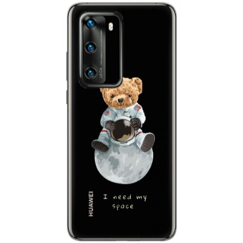 Huawei P40 Bear in space Transparent Silicone TPU Θήκη
