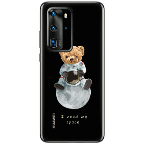 Huawei P40 Pro Bear in space Transparent Silicone TPU Θήκη