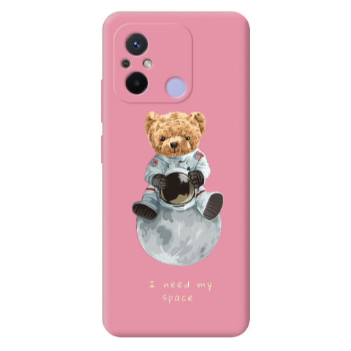 Xiaomi Redmi 12C Bear in space Pink Colored Silicone TPU Θήκη