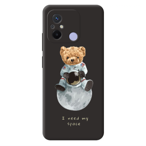 Xiaomi Redmi 12C Bear in space Black Colored Silicone TPU Θήκη