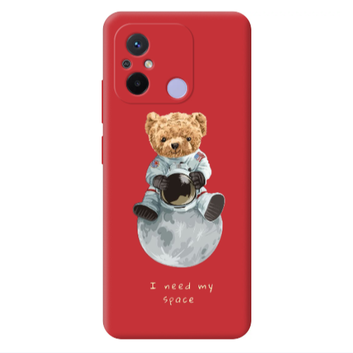 Xiaomi Redmi 12C Bear in space Red Colored Silicone TPU Θήκη