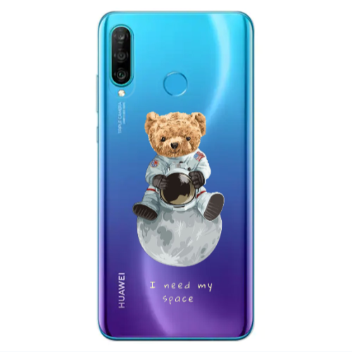 Huawei P30 Lite Bear in space Transparent Silicone TPU Θήκη