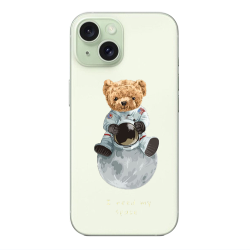Apple iPhone 15 Plus Bear in space Transparent Silicone TPU Θήκη