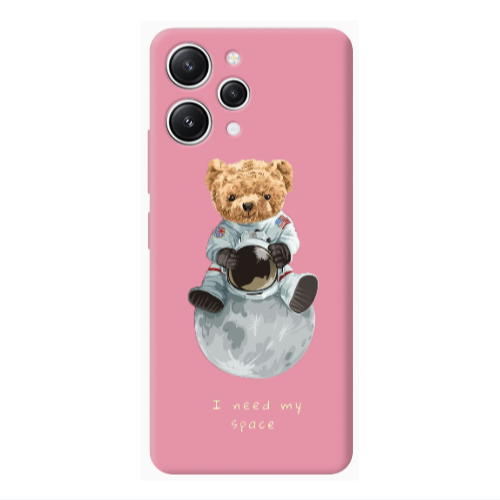 Xiaomi Redmi 12 Bear in space Pink Colored Silicone TPU Θήκη