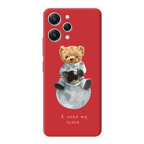 Xiaomi Redmi 12 Bear in space Red Colored Silicone TPU Θήκη