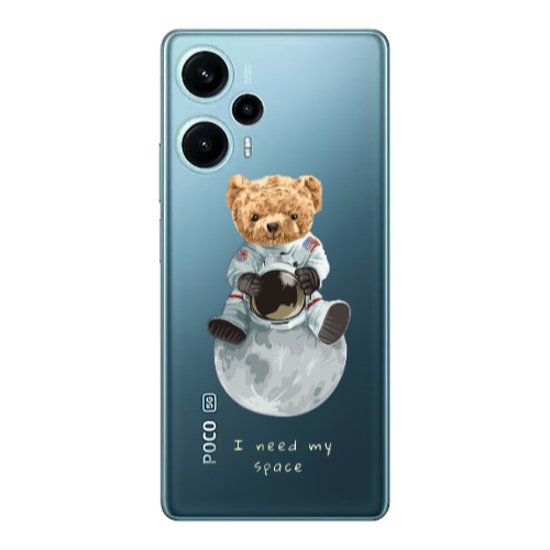 Xiaomi Poco F5 Bear in space Transparent Silicone TPU Θήκη