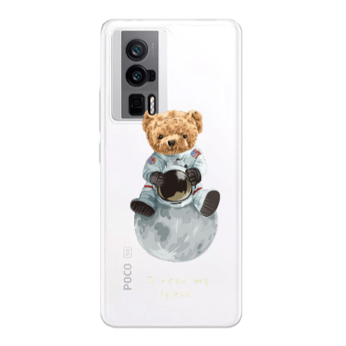 Xiaomi Poco F5 Pro Bear in space Transparent Silicone TPU Θήκη