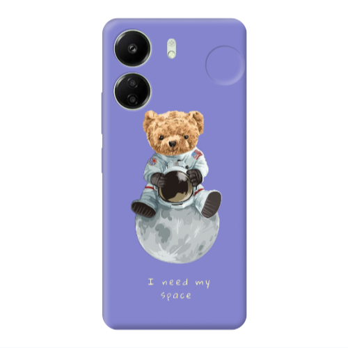 Xiaomi Redmi 13C Bear in space Purple Colored Silicone TPU Θήκη