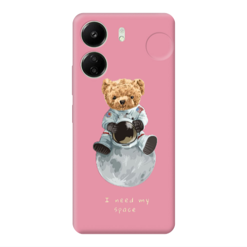 Xiaomi Redmi 13C Bear in space Pink Colored Silicone TPU Θήκη