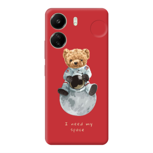 Xiaomi Redmi 13C Bear in space Red Colored Silicone TPU Θήκη