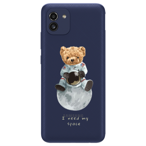 Samsung A03 Bear in space Transparent Silicone TPU Θήκη