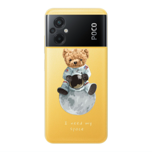 Xiaomi Poco M5 Bear in space Transparent Silicone TPU Θήκη