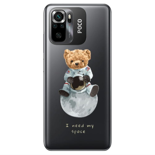 Xiaomi Poco M5 s Bear in space Transparent Silicone TPU Θήκη