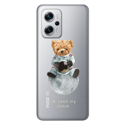 Xiaomi Poco X4 GT Bear in space Transparent Silicone TPU Θήκη