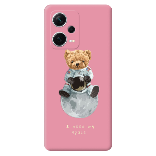 Xiaomi Poco X5 Bear in space Pink Colored Silicone TPU Θήκη