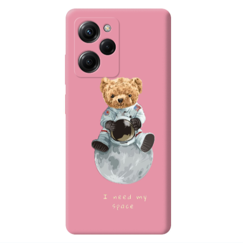 Xiaomi Poco X5 Pro Bear in space Pink Colored Silicone TPU Θήκη