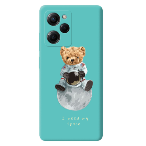 Xiaomi Poco X5 Pro Bear in space Turquoise Colored Silicone TPU Θήκη