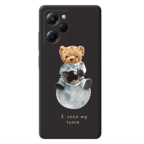 Xiaomi Poco X5 Pro Bear in space Black Colored Silicone TPU Θήκη