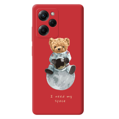Xiaomi Poco X5 Pro Bear in space Red Colored Silicone TPU Θήκη
