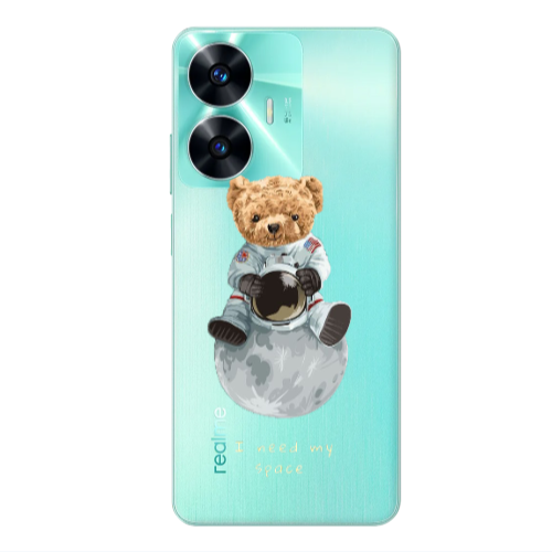 Realme C55 Bear in space Transparent Silicone TPU Θήκη