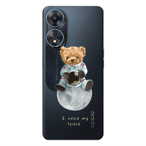 Oppo A 98 Bear in space Transparent Silicone TPU Θήκη