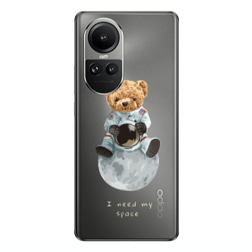 Oppo Reno10 5G Bear in space Transparent Silicone TPU Θήκη