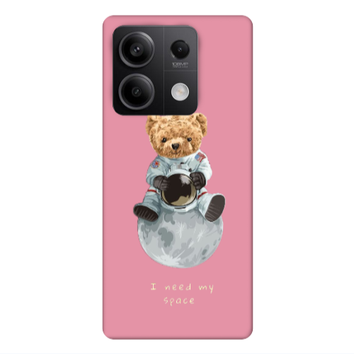 Xiaomi Redmi Note 13 5G Bear in space Pink Colored Silicone TPU Θήκη