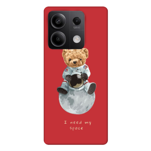Xiaomi Redmi Note 13 5G Bear in space Red Colored Silicone TPU Θήκη