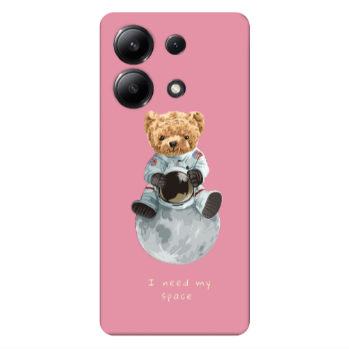 Xiaomi Redmi Note 13 4G Bear in space Pink Colored Silicone TPU Θήκη
