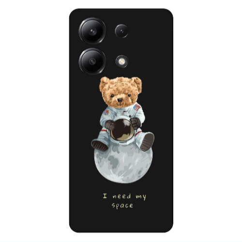 Xiaomi Redmi Note 13 4G Bear in space Black Colored Silicone TPU Θήκη
