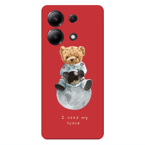 Xiaomi Redmi Note 13 4G Bear in space Red Colored Silicone TPU Θήκη