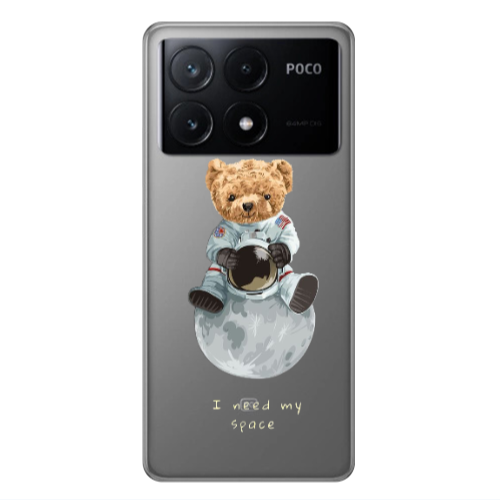 Xiaomi Poco X6Pro 5G Bear in space Transparent Silicone TPU Θήκη