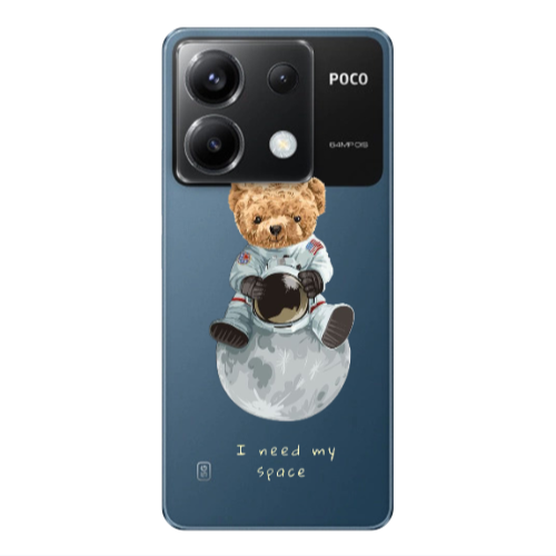 Xiaomi Poco X6 5G Bear in space Transparent Silicone TPU Θήκη