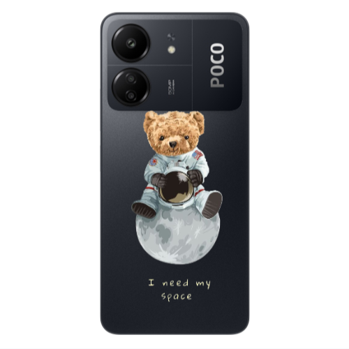 Xiaomi Poco C65 Bear in space Transparent Silicone TPU Θήκη