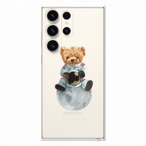 Samsung S24 Ultra Bear in space Transparent Silicone TPU Θήκη