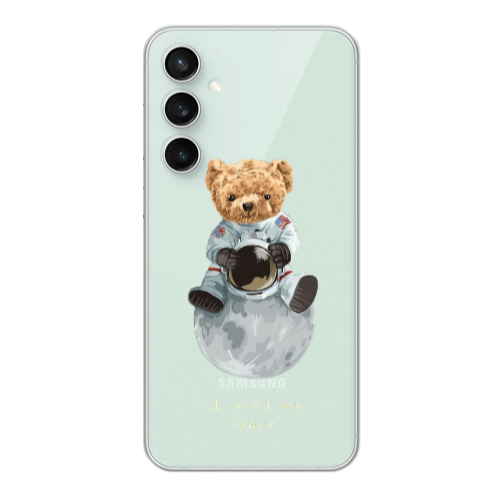 Samsung S24 FE Bear in space Transparent Silicone TPU Θήκη