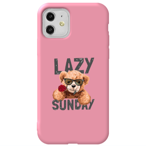 Apple iPhone 11  Lazy sunday Pink Colored Silicone TPU Θήκη