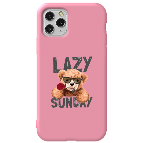 Apple iPhone 11 Pro Lazy sunday Pink Colored Silicone TPU Θήκη