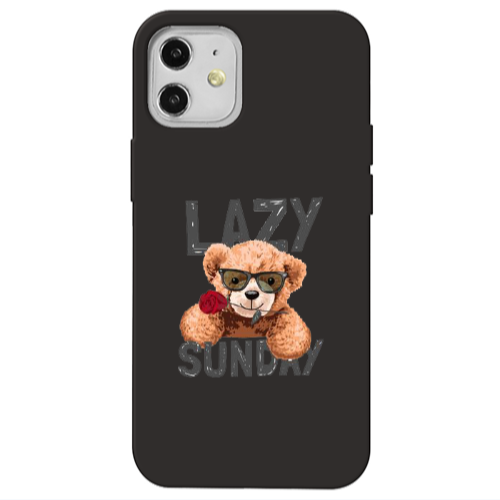 Apple iPhone 12 Lazy sunday Black Colored Silicone TPU Θήκη