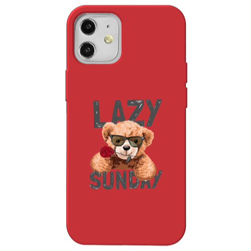 Apple iPhone 12 Lazy sunday Red Colored Silicone TPU Θήκη