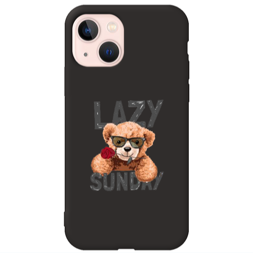 Apple iPhone 13 Lazy sunday Black Colored Silicone TPU Θήκη