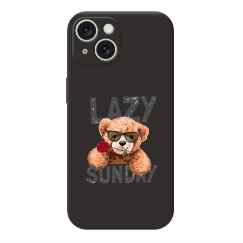Apple iPhone 15 Lazy sunday Black Colored Silicone TPU Θήκη