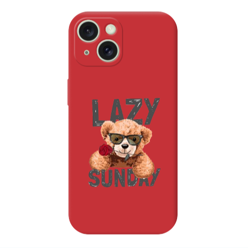 Apple iPhone 15 Lazy sunday Red Colored Silicone TPU Θήκη