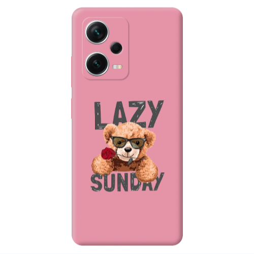 Xiaomi Poco X5 Lazy sunday Pink Colored Silicone TPU Θήκη