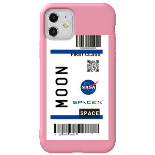 Apple iPhone 11  Moon spacex Pink Colored Silicone TPU Θήκη
