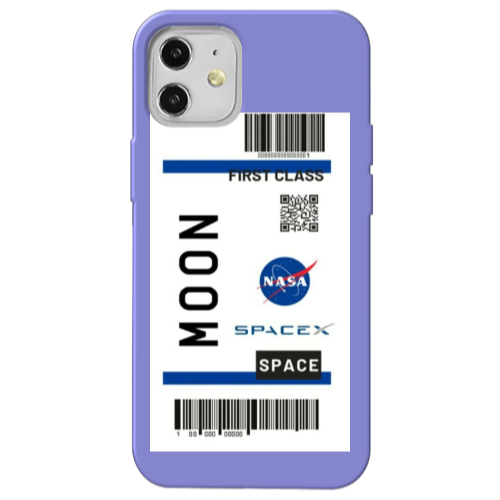 Apple iPhone 12 Moon spacex Purple Colored Silicone TPU Θήκη