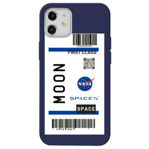Apple iPhone 12 Moon spacex Dark blue Colored Silicone TPU Θήκη