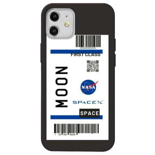 Apple iPhone 12 Moon spacex Black Colored Silicone TPU Θήκη