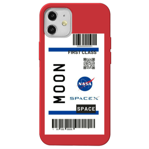 Apple iPhone 12 Moon spacex Red Colored Silicone TPU Θήκη