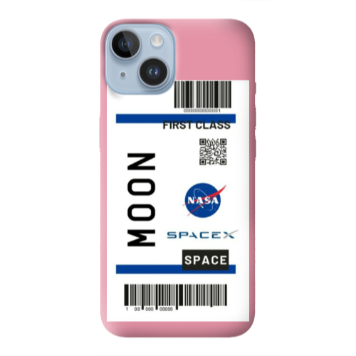 Apple iPhone 14  Moon spacex Pink Colored Silicone TPU Θήκη